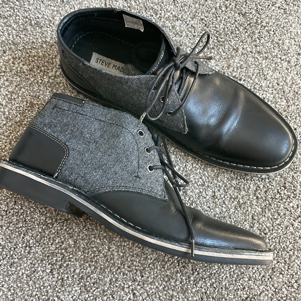 Steve Madden Men's Size 8.5 /Black Leather Harken 647 Chukka Ankle Boot Lace-up